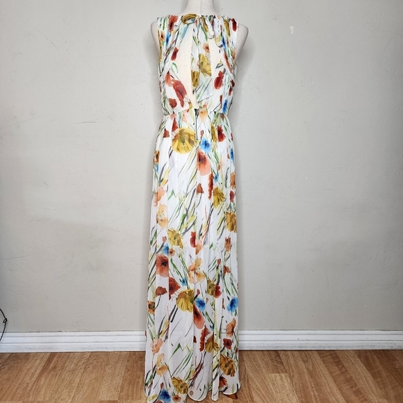 Alice + Olivia Mel Open Back Gathered High-Low Floral Dress Size 10 - Picture 3 of 14